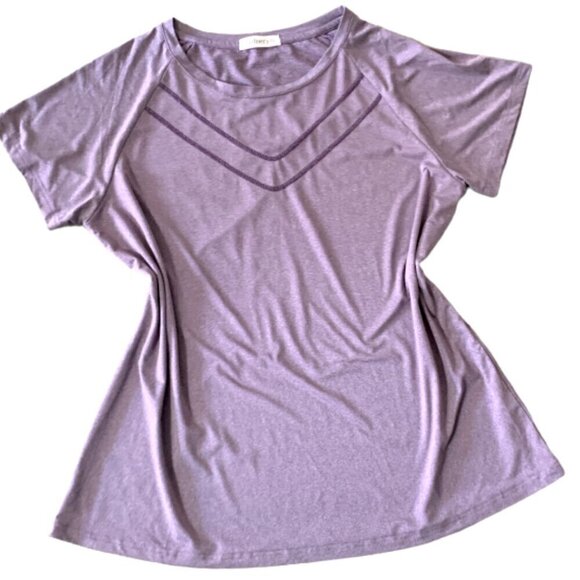 V1 dnery Activewear Top Short Sleeve Tee Top Plus Sz 2XL Purple #23L - Picture 2 of 8